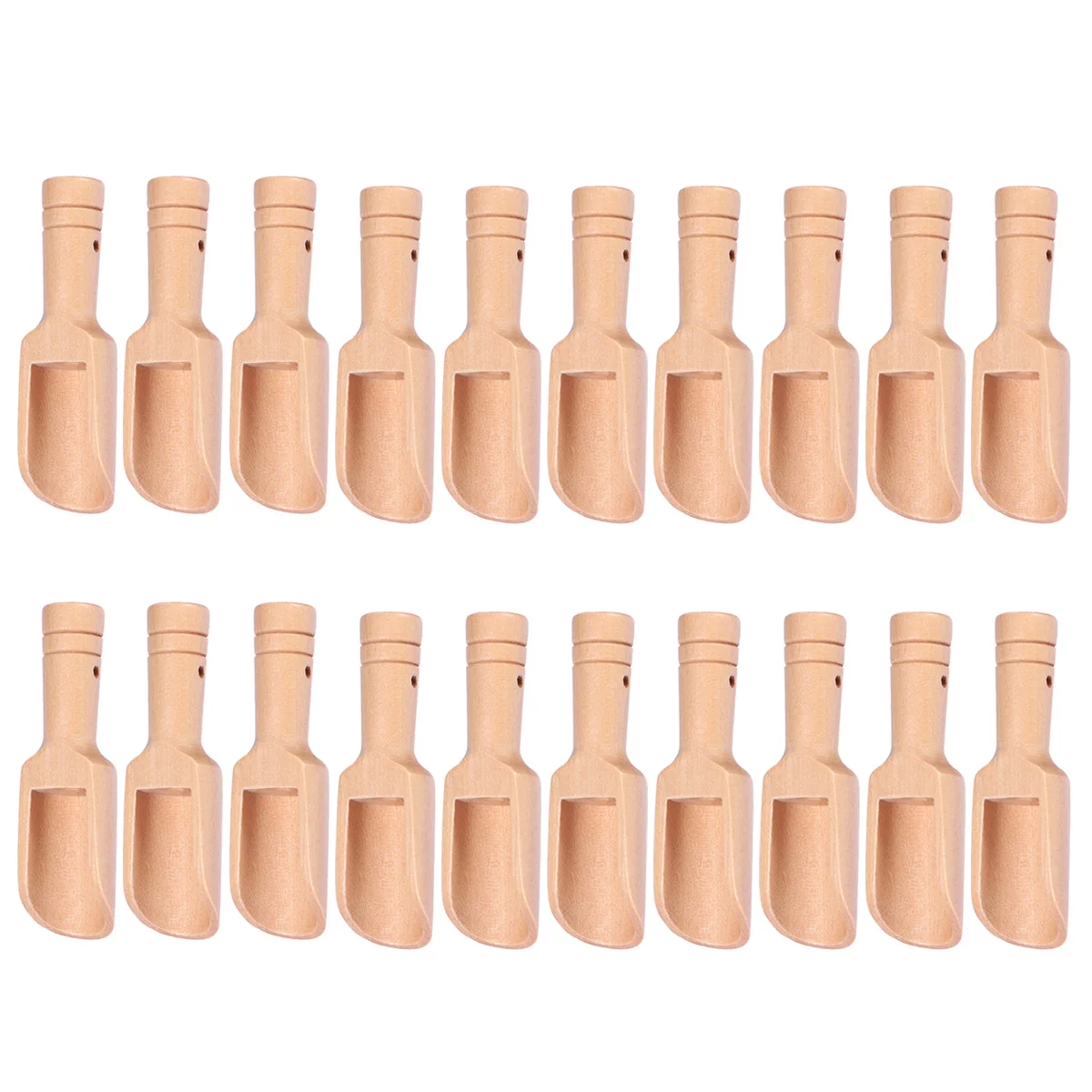 20pcs Small Salt Shovels Round Handle Scoop Wood Teaspoon Milk Powder Scoops