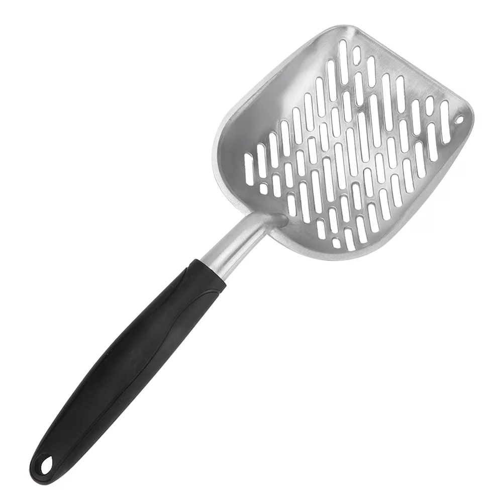 Goldmeet Aluminum Alloy Pet Cat Litter Scoop Sifter Shovel Hollow Dog Puppy Waste Holder(Black)