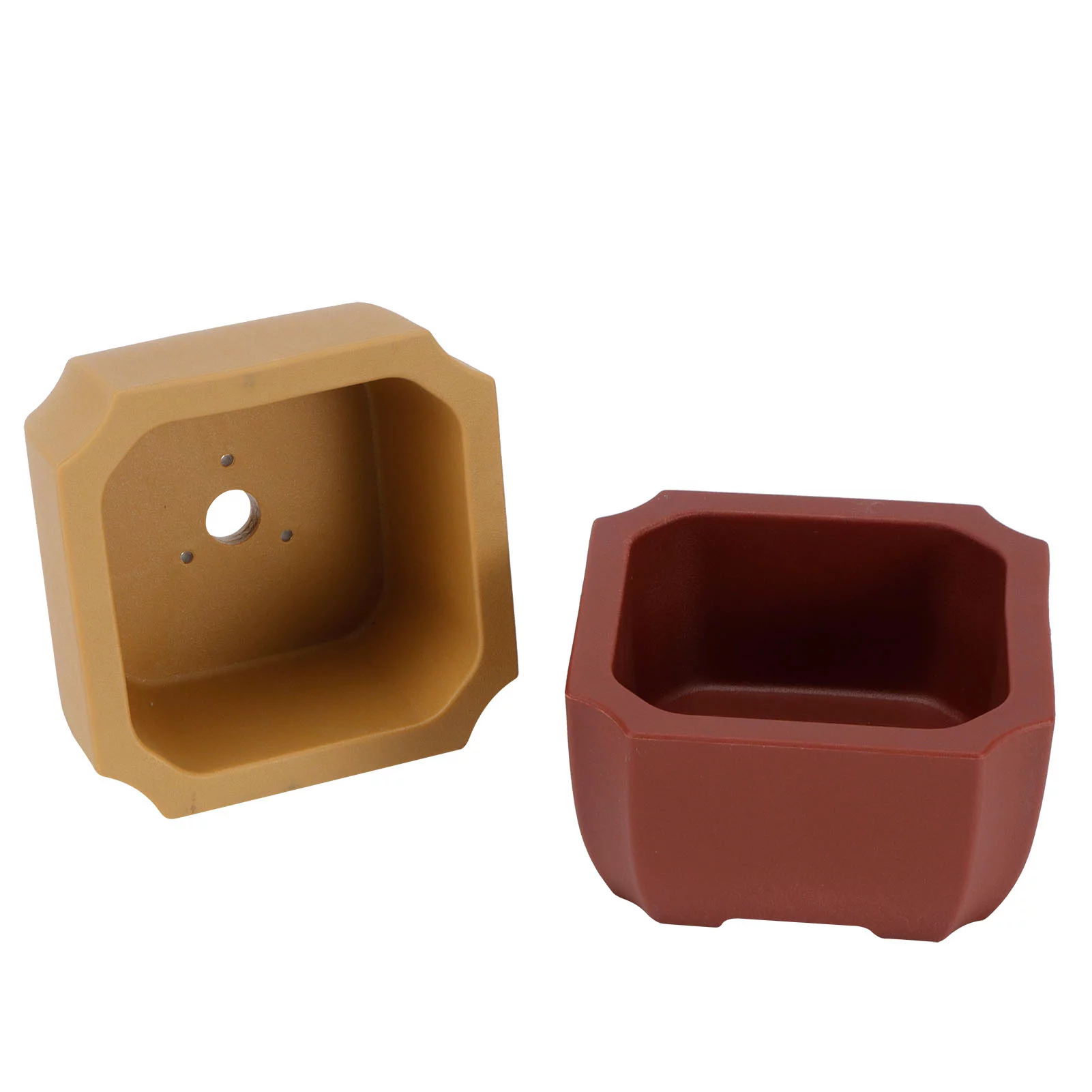 Eddwiin Flower Pot - 2pcs/set Mini Square PU Flower Pot Super Fall Resistant Simulation Red Stoneware Plant Pot