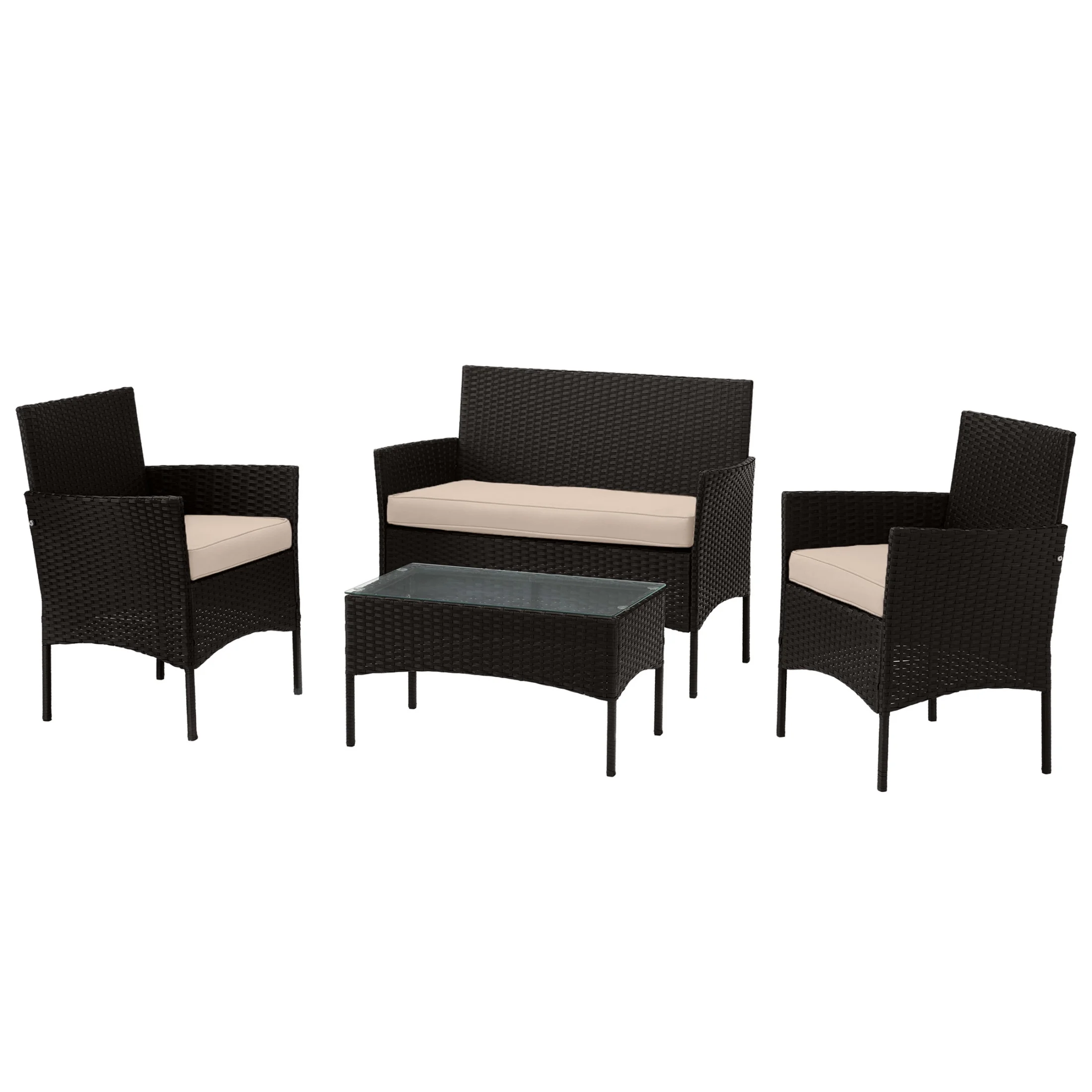 Lavish Home 4PC Patio Furniture Set with Couch, Chairs, and Table (Black)