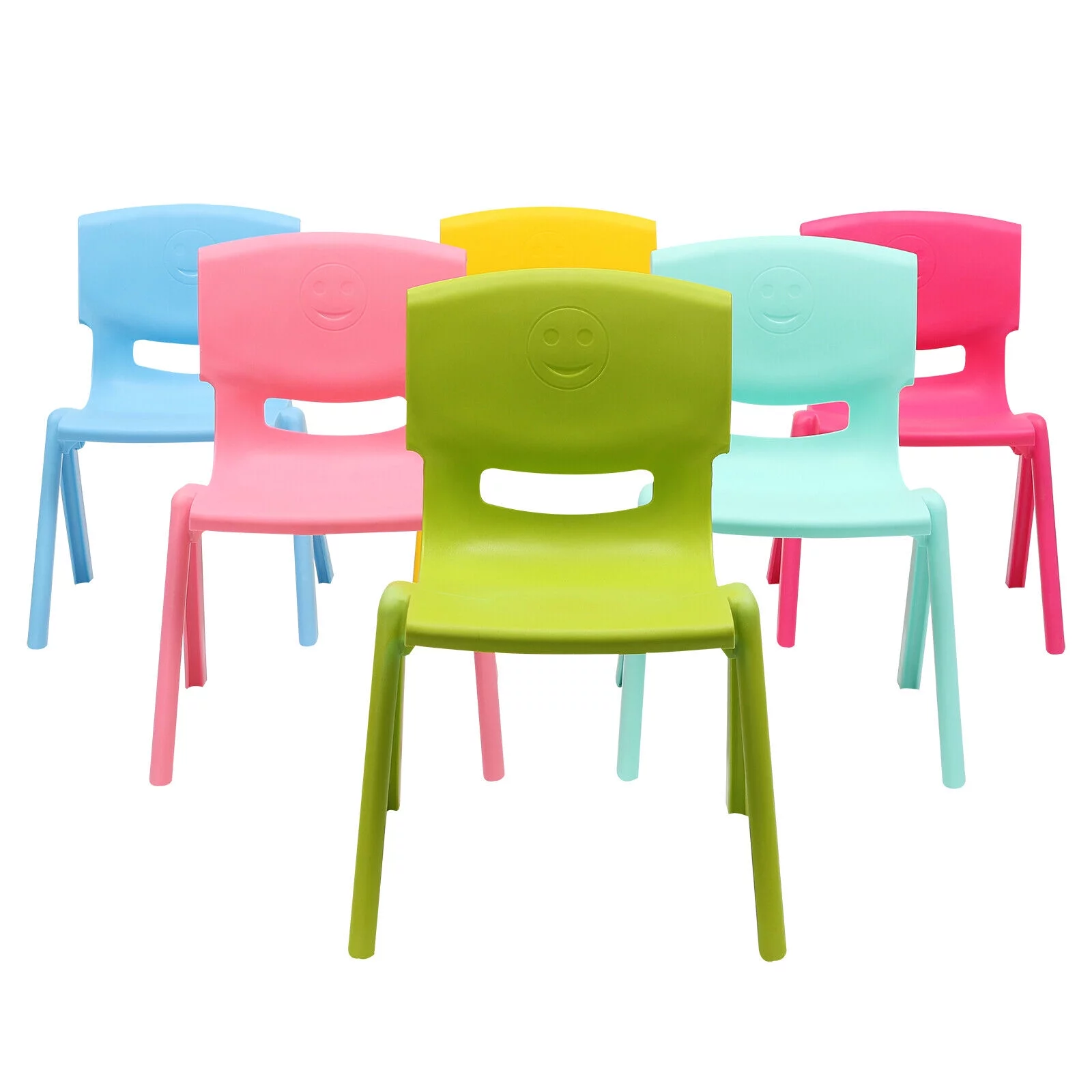 6 Pack Colorful Plastic Stackable School Chair with 11'' Seat Height Kids Chair
