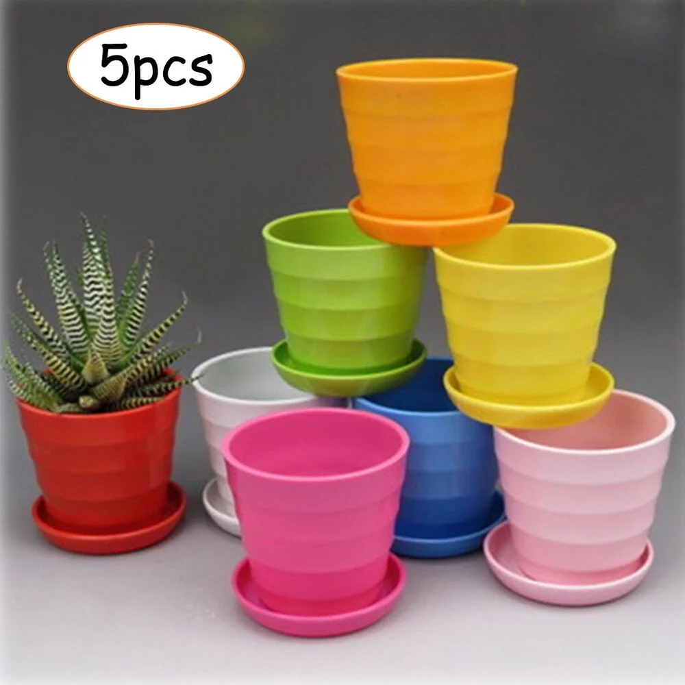 Small Cute Round Home Garden Office Decor Planter Plastic Plant Flower Pots