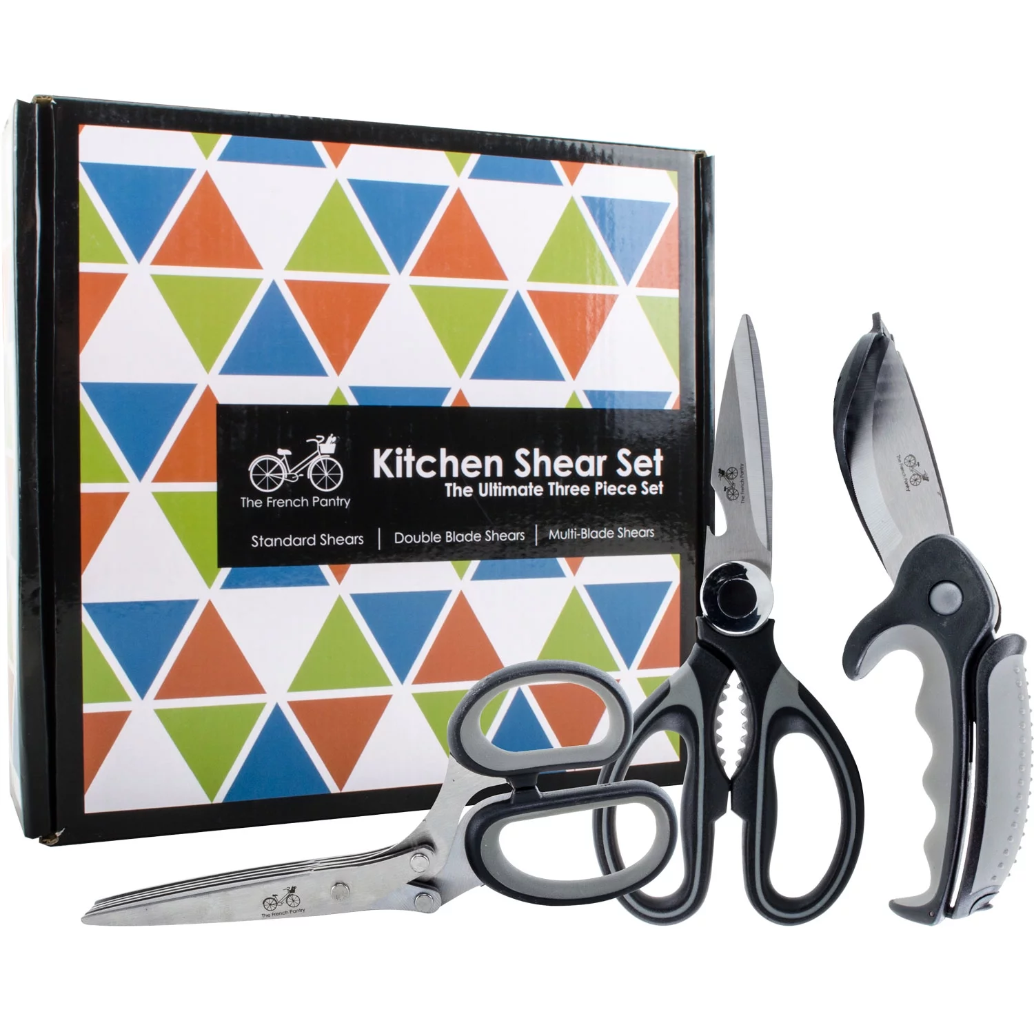 Kitchen Shear Gift Set  The Ultimate Three Piece Scissor Set | Standard Kitchen Shears | Dual Blade Salad Shears | Multi-Blade Herb Shears