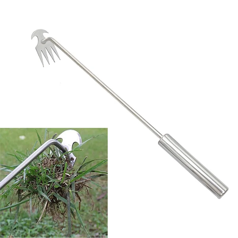 Garden Weed Pulling Tool, Portable Garden Weeder Tool Uprooting Weeding Tool, 4 Teeth Manganese Steel Forged Hand Weeder for Vegetable Gardening Backyard Farm Planting & Weeding