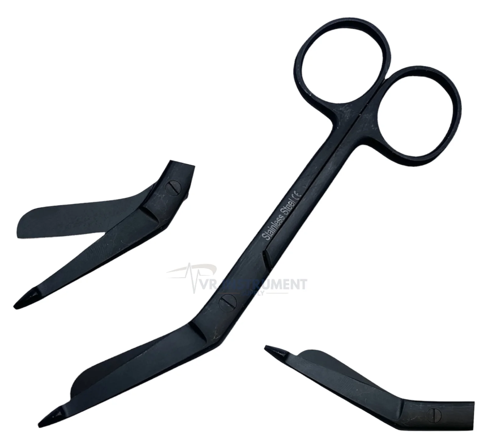 VR Instrument Supply Lister Bandage Scissors 5.5-Inch All Black Stainless Steel Shears Cut Through Bandages, Dressing, Tape, Gauze, Clothing Tools