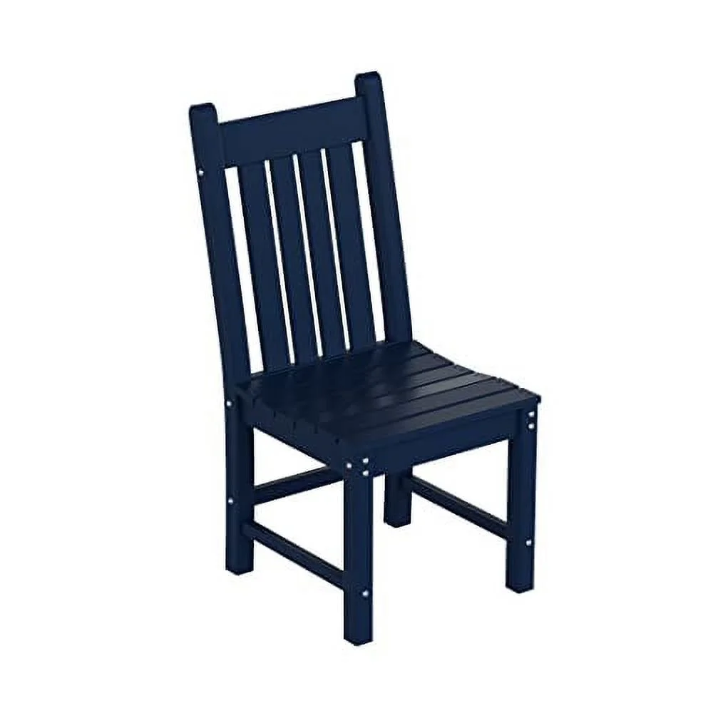 WO Home Furniture Poly Lumber Dining Chair, All Weather UV Resistant Seat for Indoor, Outdoor, Patio, Garden, Porch, Deck, Backyard, Navy Blue