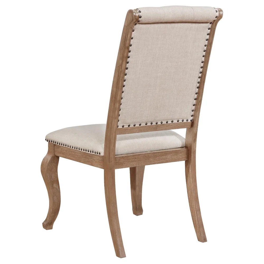 DeeHome Fremont Cream and Barley Brown Tufted Back Dining Chair (Set of 2)