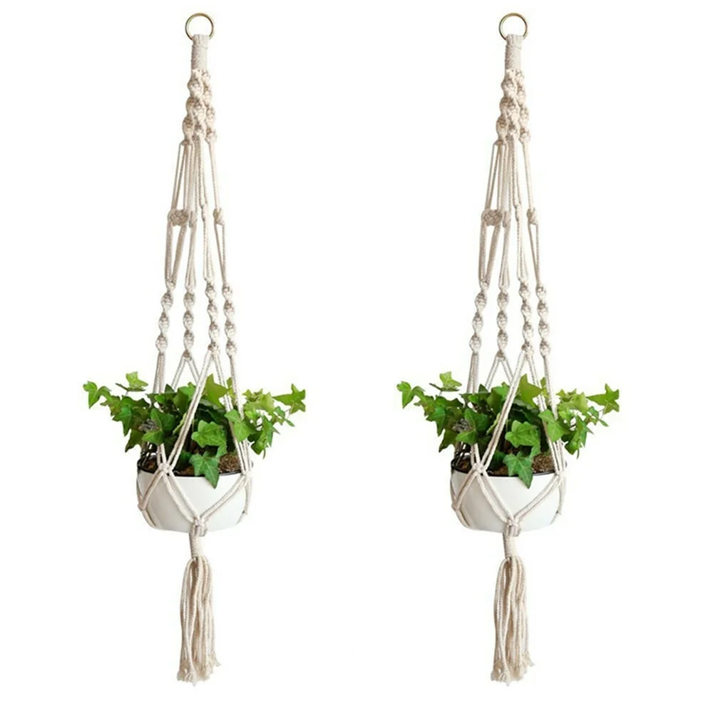 NEWCE   Macrame Plant Hanger  Pot Plant Holder 4 Legs String Hanging Rope