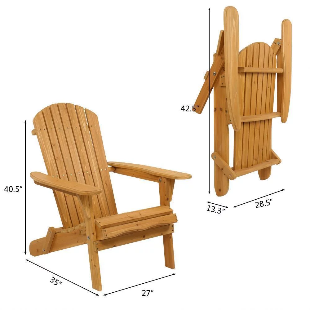 Foldable Fir Wood Adirondack Chair Patio Furniture Conversation Lounge Seat New