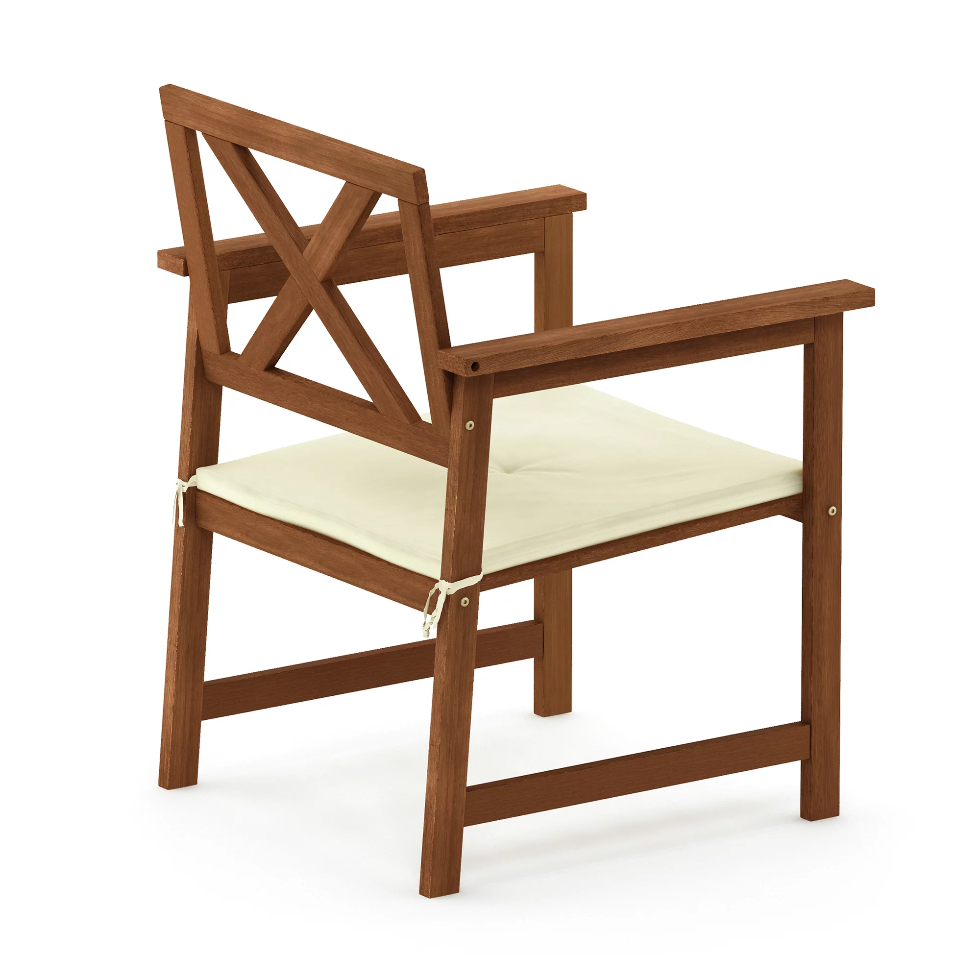 Furinno Tioman Hardwood Outdoor X Back Arm Chair in Teak Oil with Cushion