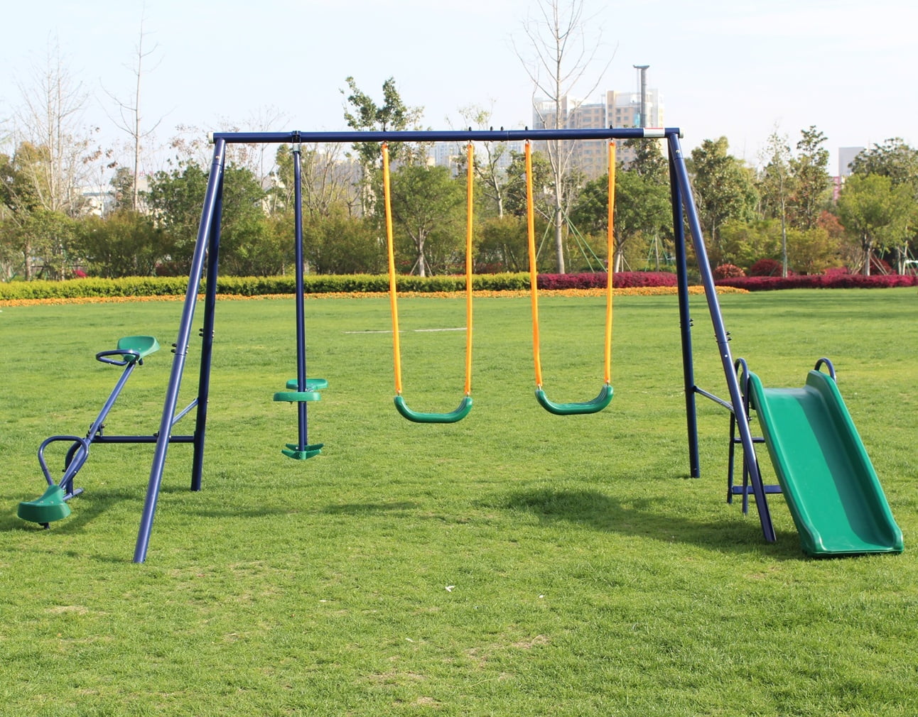 Durable Premium Metal Swing Set - 59''X18''X10'' - 98.11 - Endless fun for your little ones!