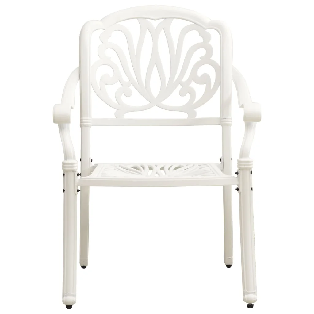 Patio Chairs 2 pcs Cast Aluminum White
