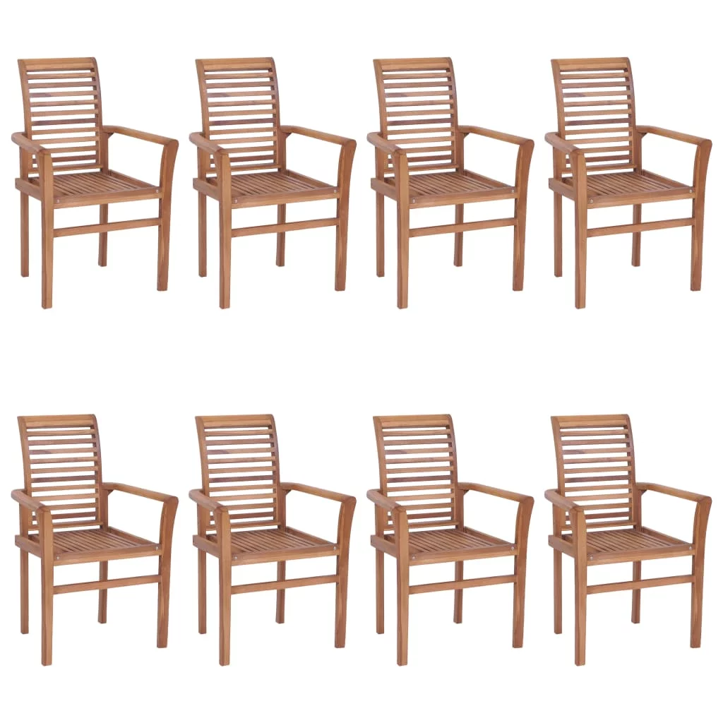 Anself Dining Chairs 8 pcs with Beige Cushions Solid Teak Wood