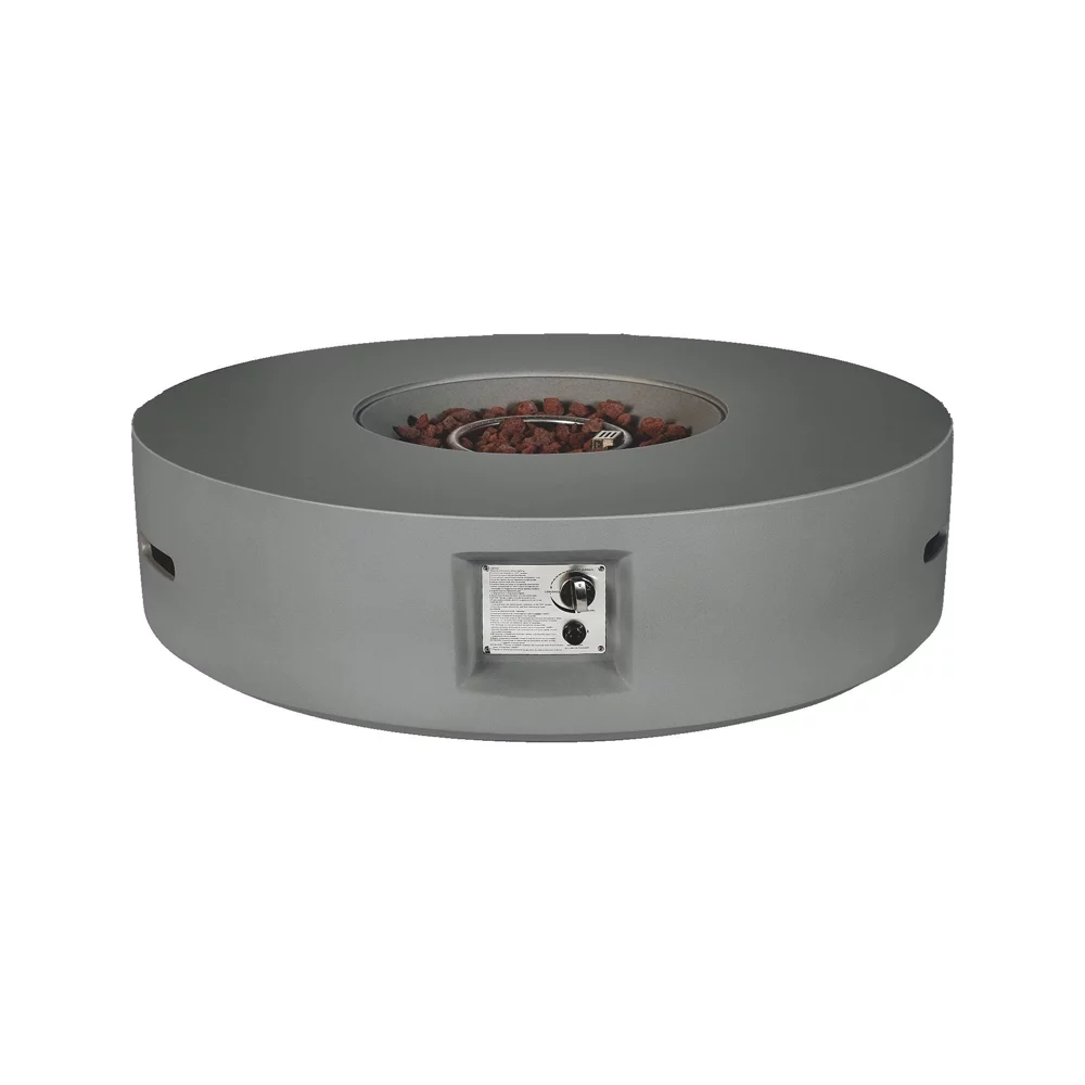 Lexora Home Brillare Outdoor Gas Fire Pit Table with Burner Kit in Light Gray