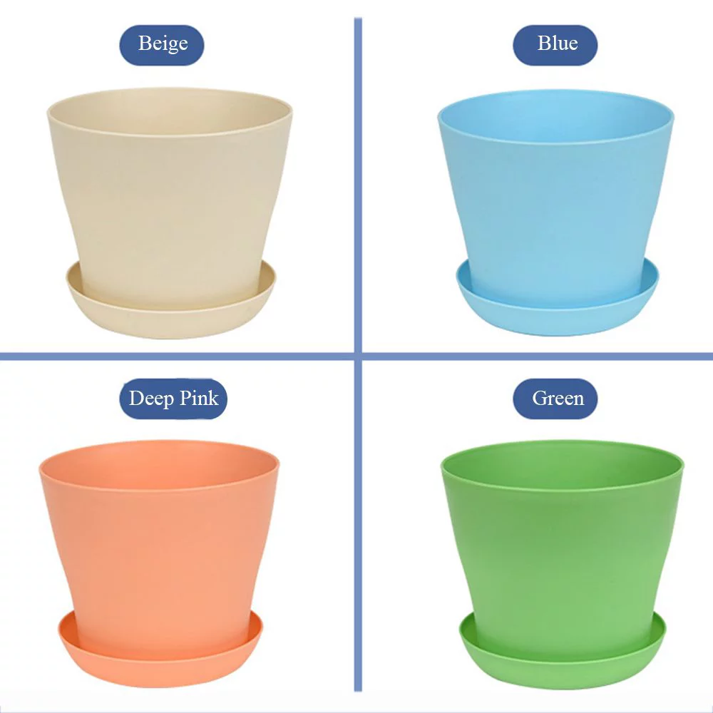 Home&Living Gardening Tools for Succulent Multicolor Balcony Garden Nursery Basin Flowerpots with Tray Pots Tray Flower Pots & Planters DEEP PINK S