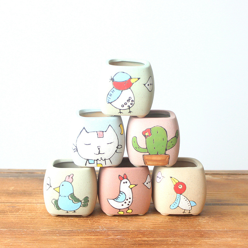 LivNxt Ceramic Succulent Planter - Hand-Painted in Jingdezhen Style