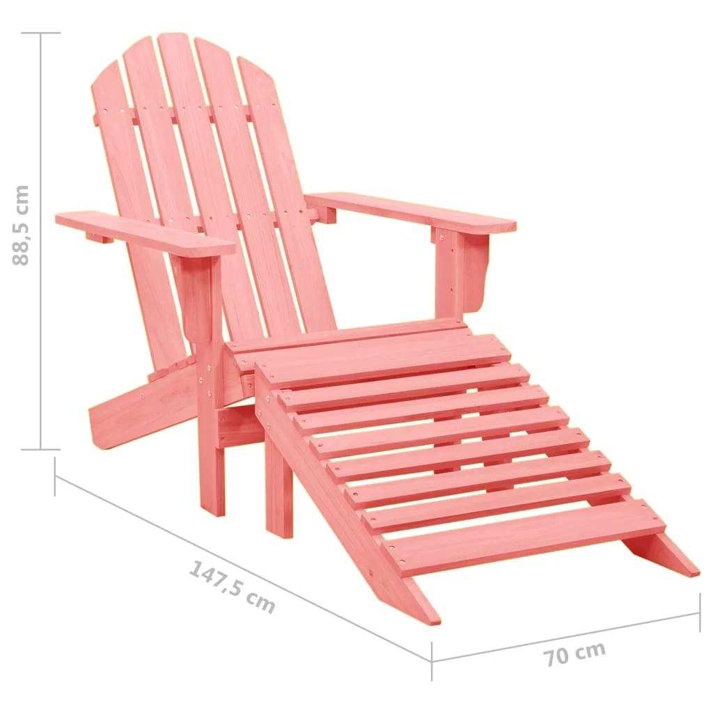 Patio Adirondack Chair with Ottoman Solid Fir Wood Pink