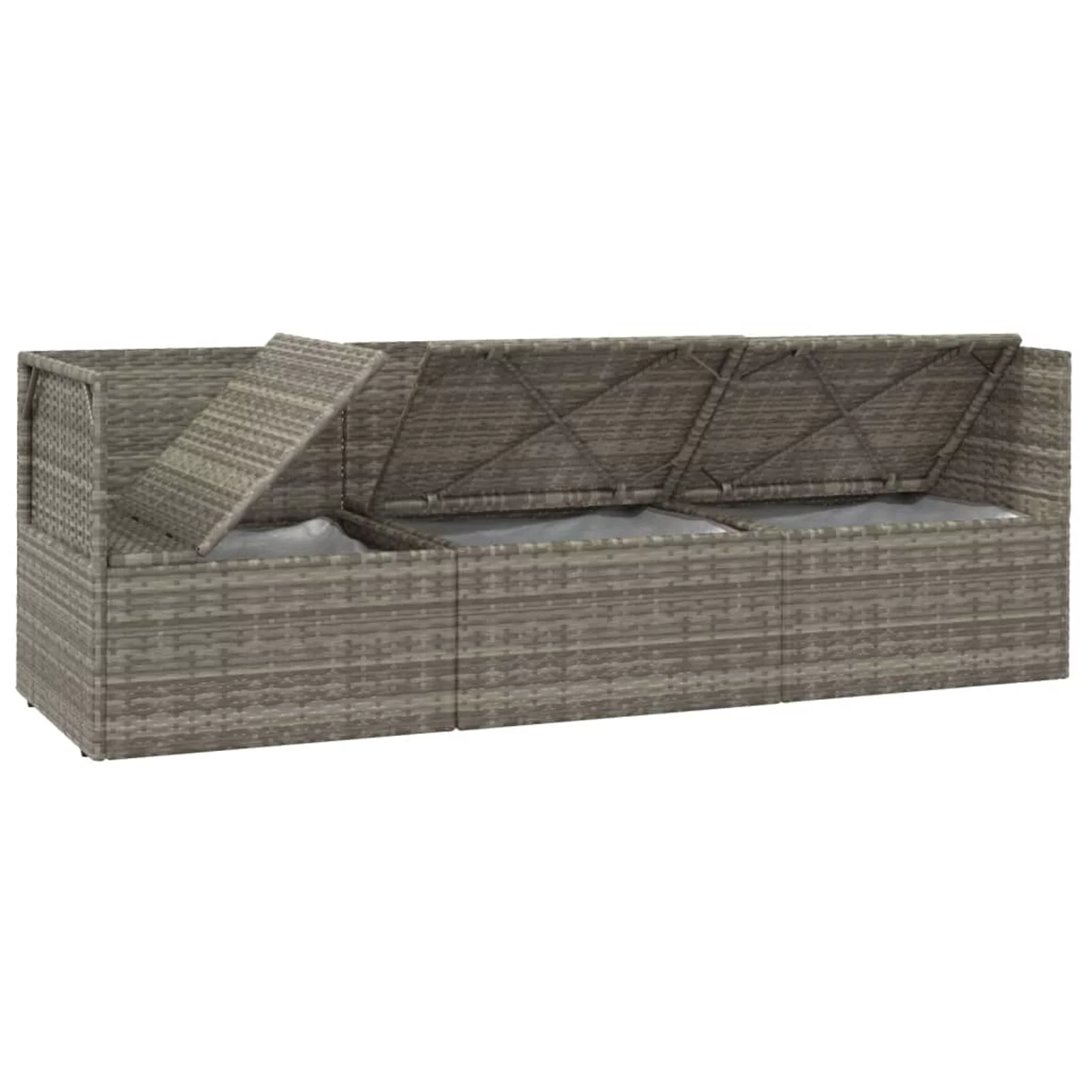Andoer 3 Piece Patio Set with Cushions Gray Poly Rattan