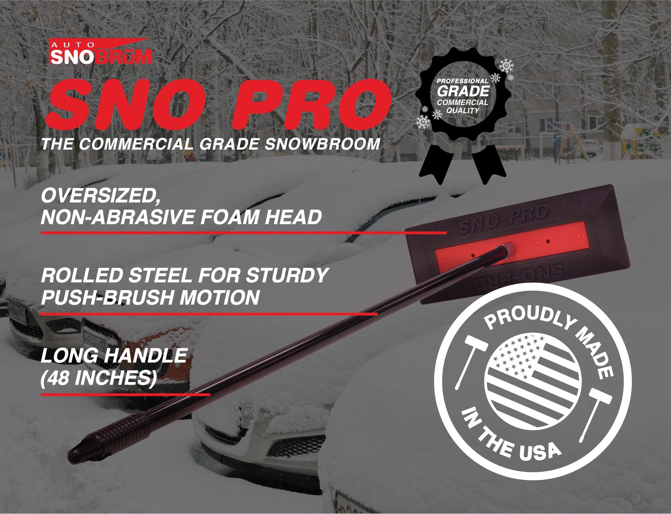 SnoPro by SnoBrum, 6 Pack - Professional Grade Snow Remover for Vehicles - 48? Handle