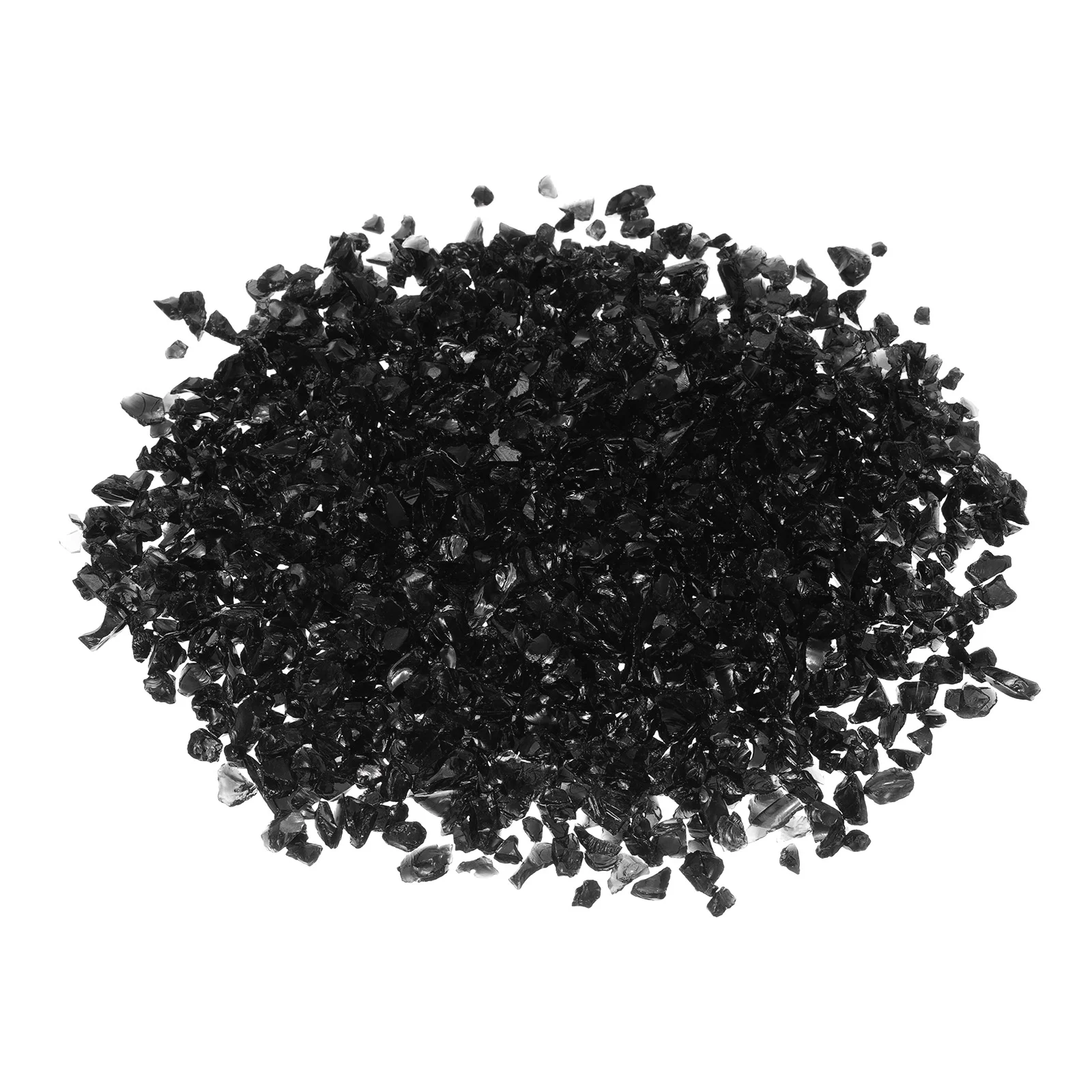 0.66 Pound Fire Glass Stone, 3-6mm Reflective Fire Pit Glass Rock for Fireplace, Black