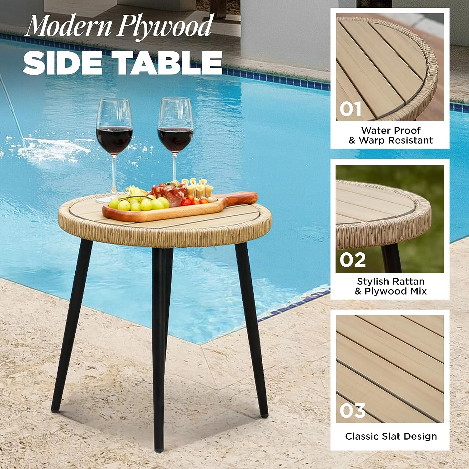 Idzo Pierre Wicker Patio Table And Chairs Set of 2 with Premium Olefin Fabric Soft Cushions