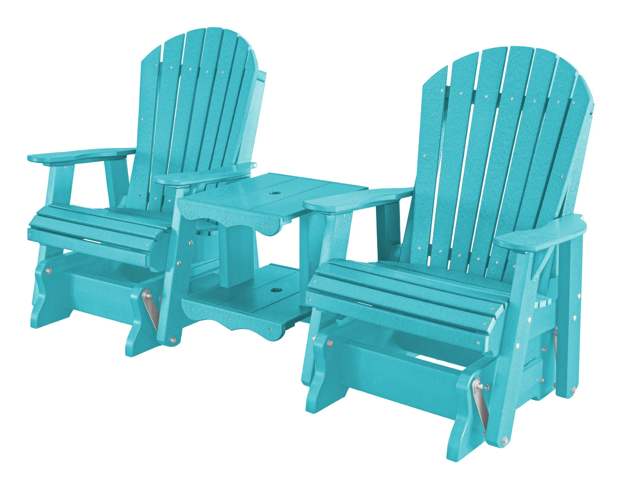 Wildridge Heritage Double Rock-A-Tee, Aruba Blue, Outdoor Weather Resistant Poly Patio Furniture