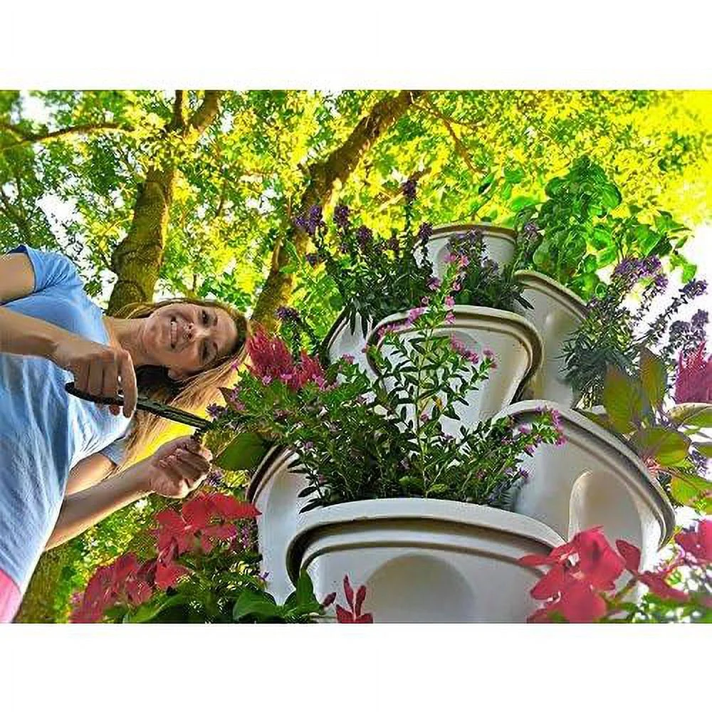 Stackable Strawberry Garden – 24 Quart Indoor/Outdoor Stacking Planter With Drip Saucer – Grow Herbs, Strawberries, And Flowers From The Kitchen Or Backyard – Plant And Stack! Easy Gardening