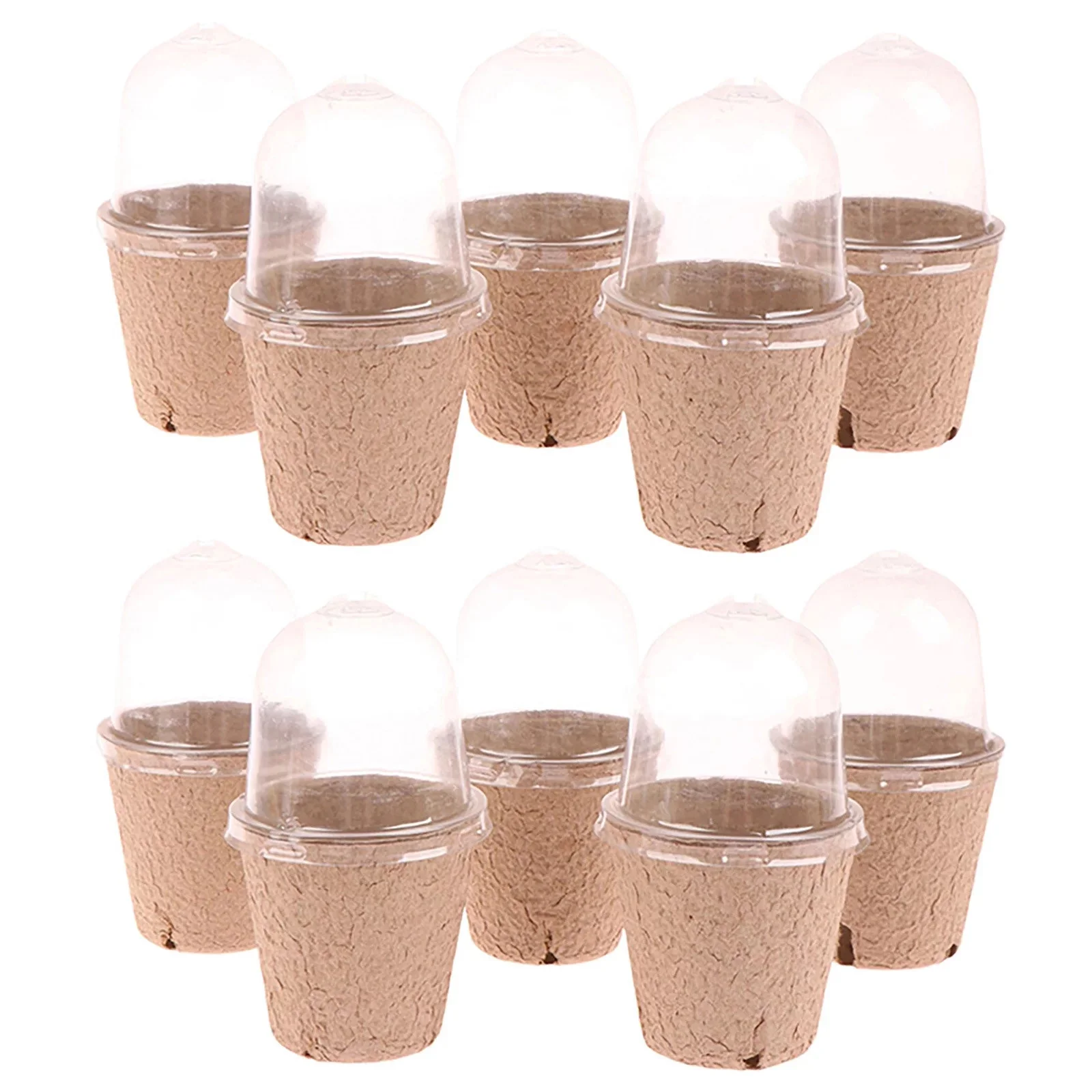 Clear Nursery Pots with Humidity Dome 10 Sets Biodegradable Paper Pot Seedling Planter Pots Flower Pot for Indoor Outdoor Garden