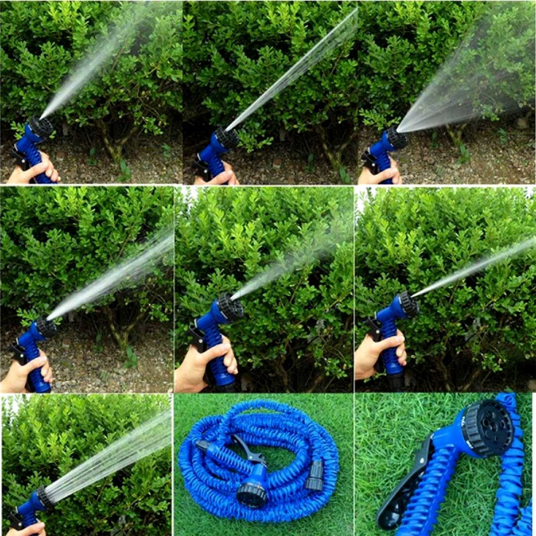 Expandable Garden Hose, 3 Times Magic Expandable Garden Hose Lightweight & No-Kink Flexible Garden Hose with Water Spray Nozzle Good for Lawn Car Home Cleaning(Green,50ft/15m)