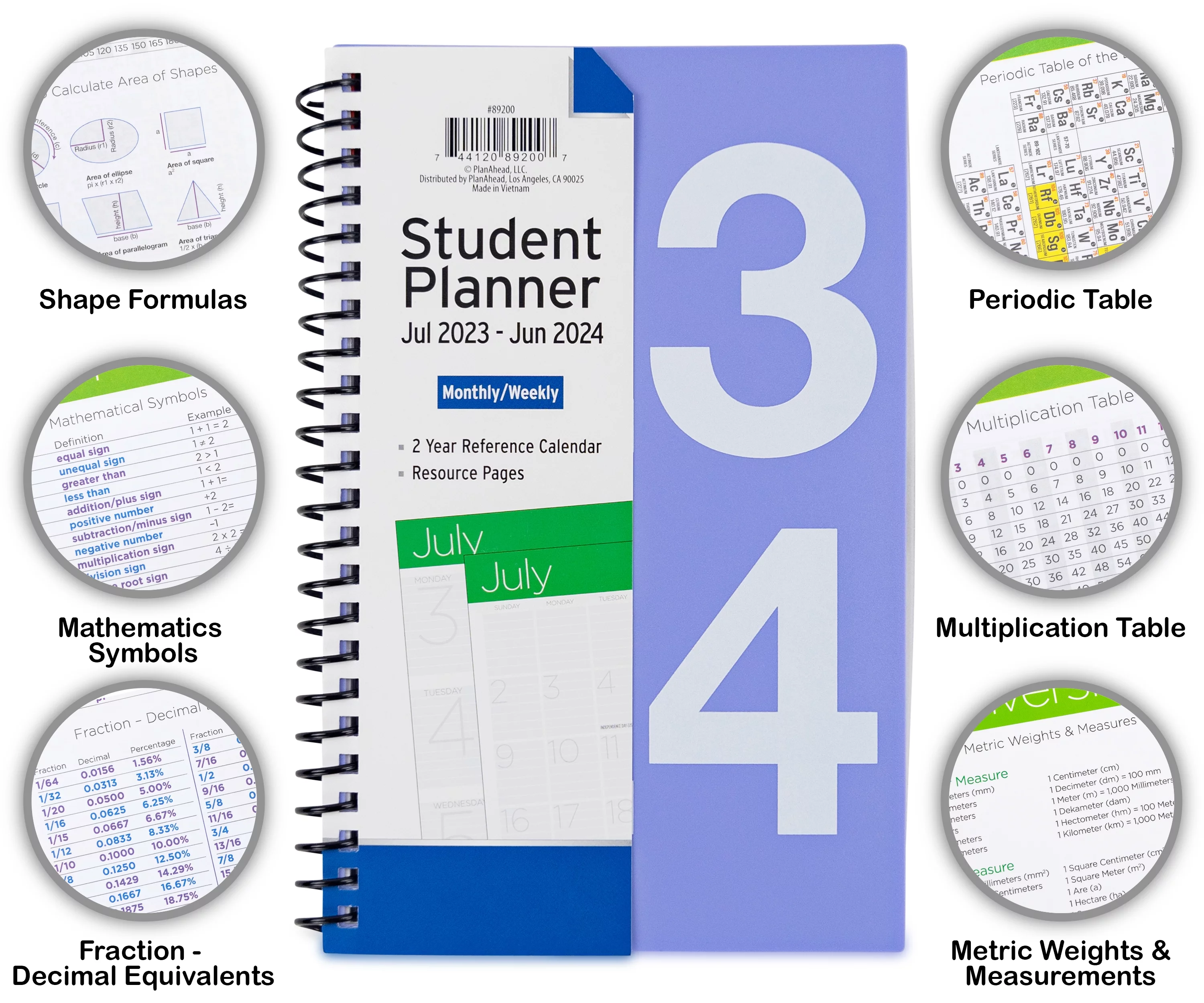 PlanAhead Weekly/Monthly Student Planner, July 2023 - June 2024 (5.5