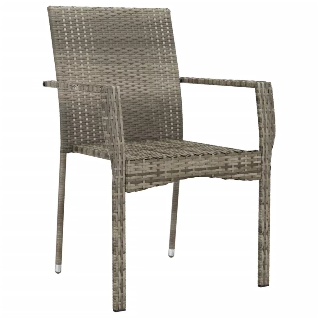 moobody Patio Chairs with Cushions 4 pcs Poly Rattan Gray