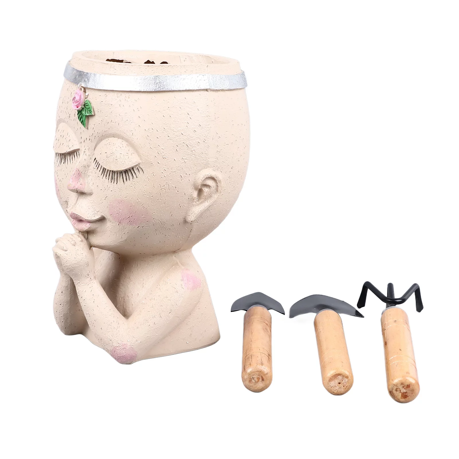 ZPSHYD Funny Girl Head Planter Pot – Creative Resin Succulent Planter for Home & Garden Decor, Innovative and Whimsical Plant Container