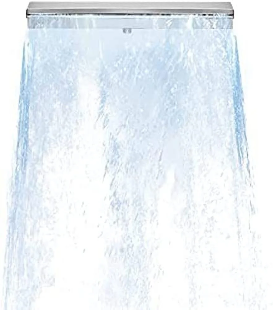 Stainless Steel Pool Fountain Pool Fountain Silver Pool Fountains for In Ground Pools Garden Outdoor Waterfalls Sheer Descent Pond Water Feature,17.7 in