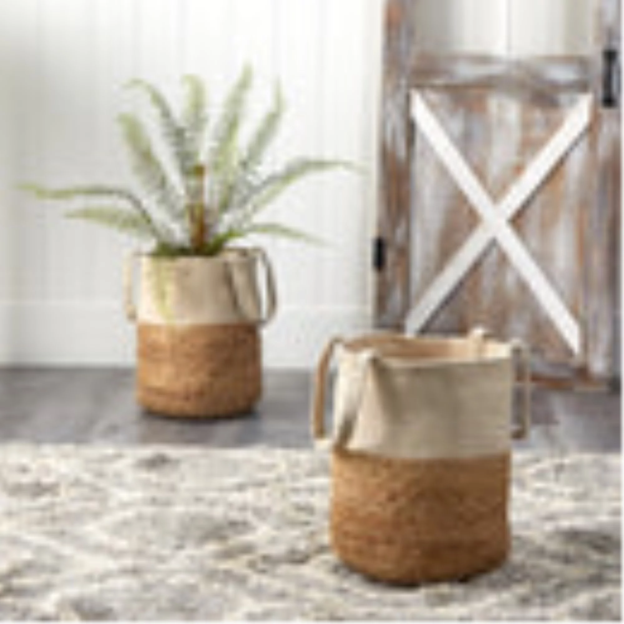 Nearly Natural  12.5 in. Handmade Natural Jute & Cotton Planter