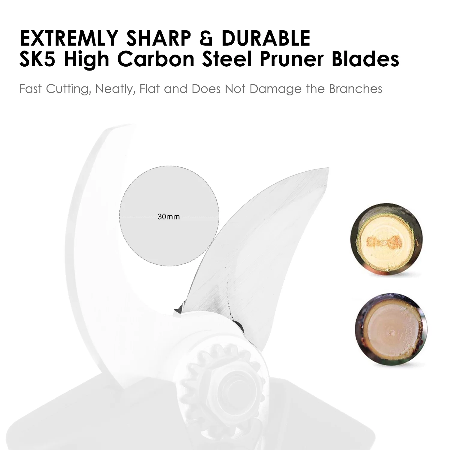 Lixada Electric Pruning Shear Accessory SK5 Cordless Pruner Cutting Blade 30mm Efficient for Fruit Tree Bonsai Branches Landscaping Tool Attachment
