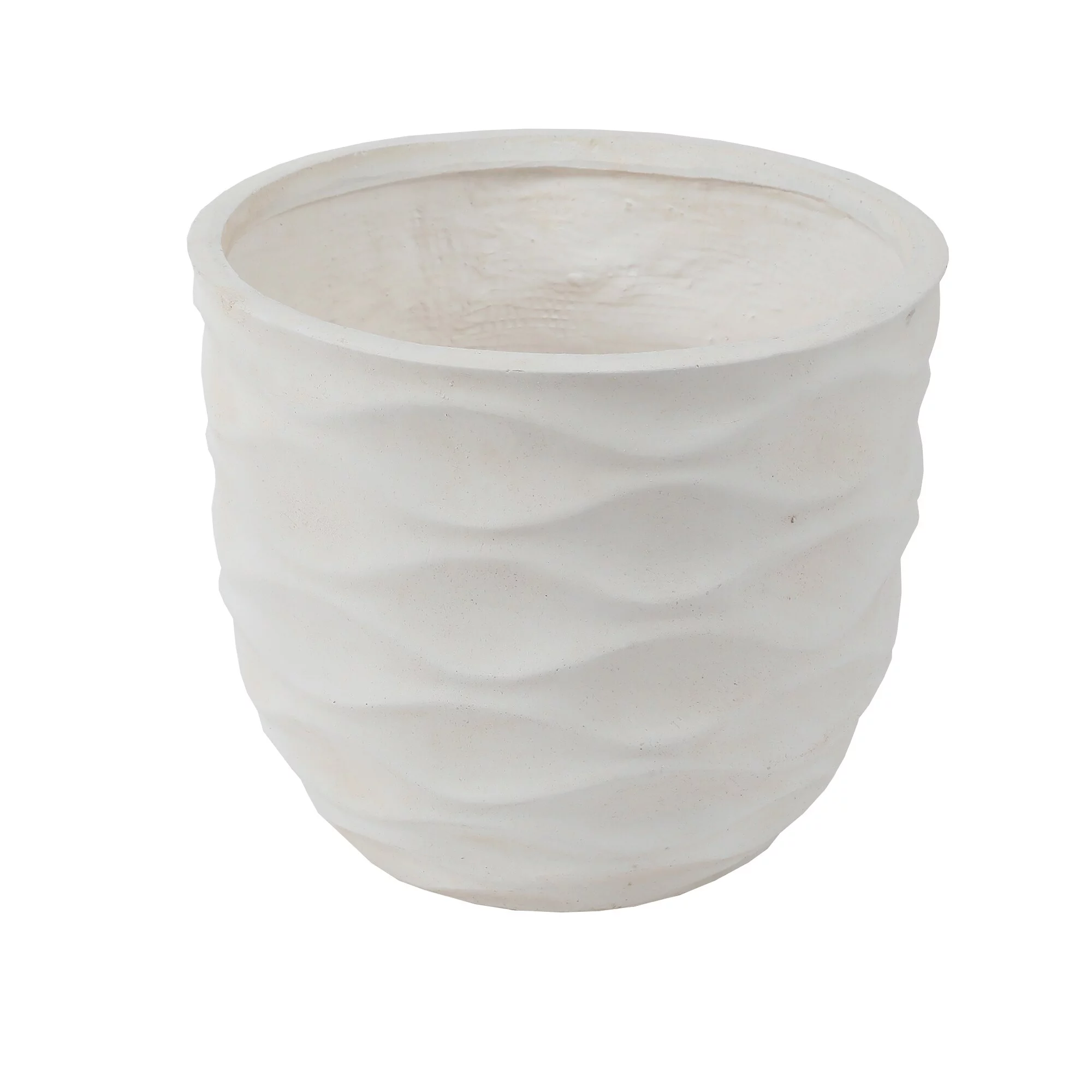 Havenside Home Kayu 2-piece Wavy Design White MgO Planters by