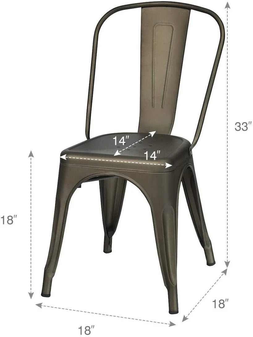 YPNLZQ Vintage Metal Dining Chairs  Industrial Stackable Cafe Side Chair with Wood Seat & Backrest for Bistro  Kitchen  Set of 4  Grey