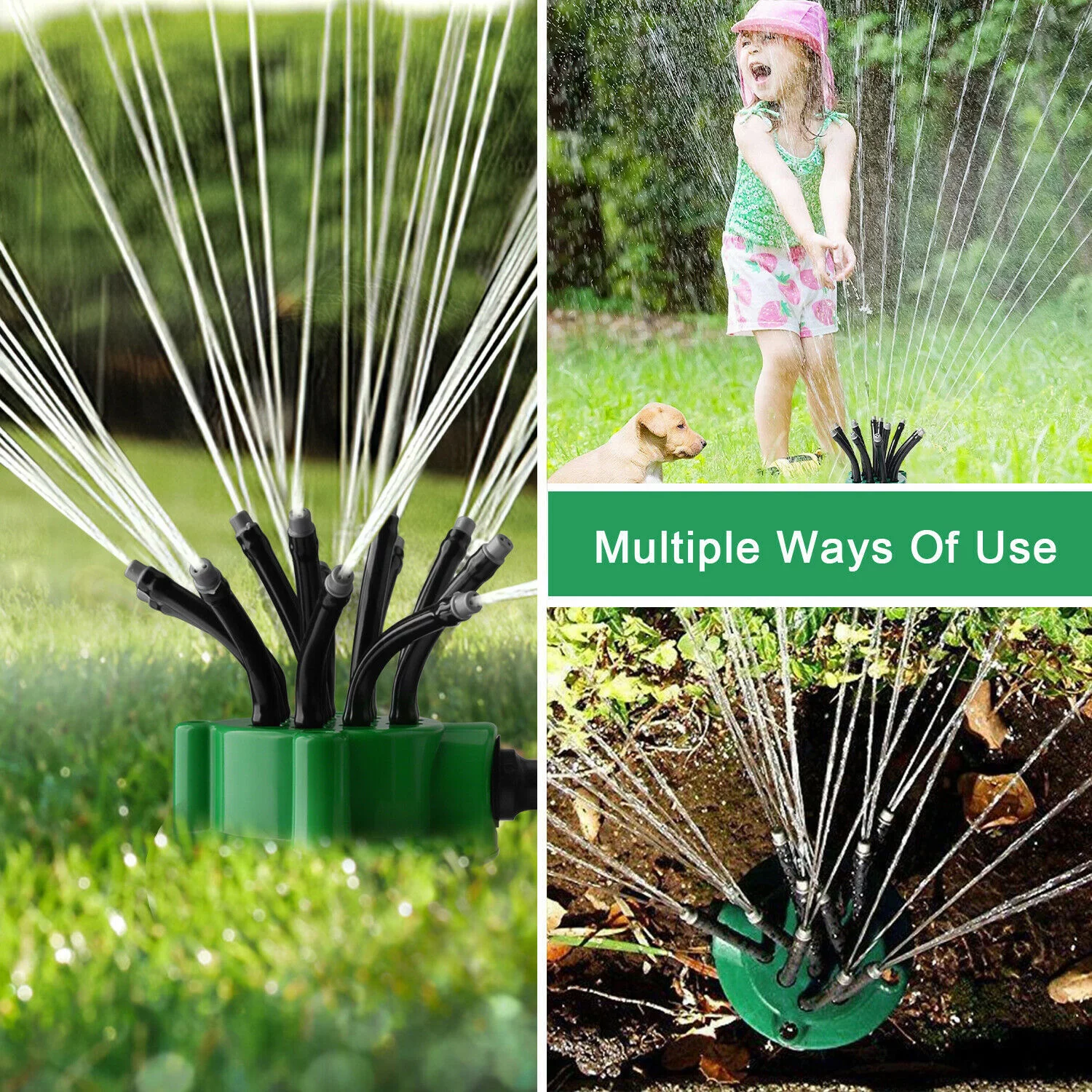 Garden Sprinkler Multi-Tips Lawn Sprinkler Head Nozzle 12 Flexible Spray Nozzles 360 Degree Rotating Lawn Sprinkler  Garden Patio Water Sprayer Gardening Watering System