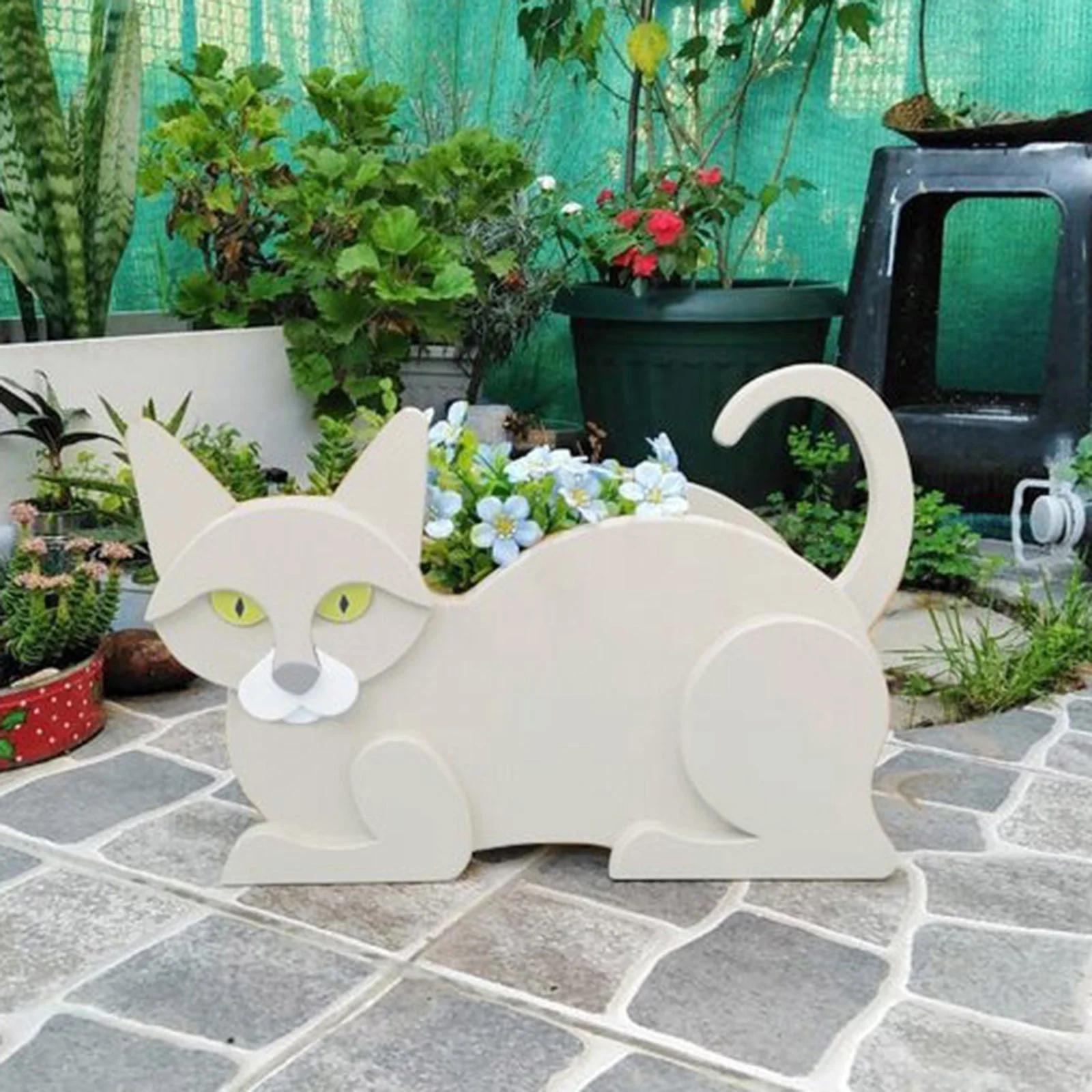 LIJCC Cartoon Succulent Flower Pot Wooden Dog Flower Pot Poodle Chihuahua Animal Flower Pot