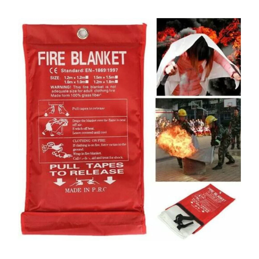 Emergency Fire Blanket Quick Release In Case For Home Office Car 1mx1mx0.3mm