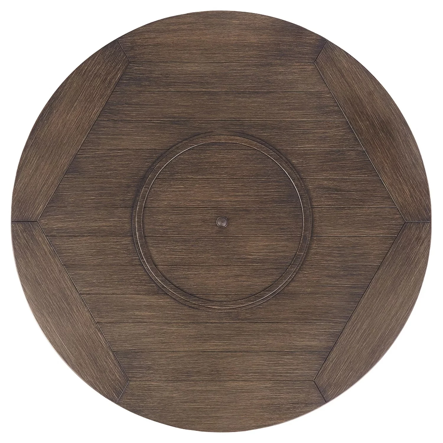 Benjara 48 Inches Round Fire Pit Table with Handwoven Resin Wicker, Brown