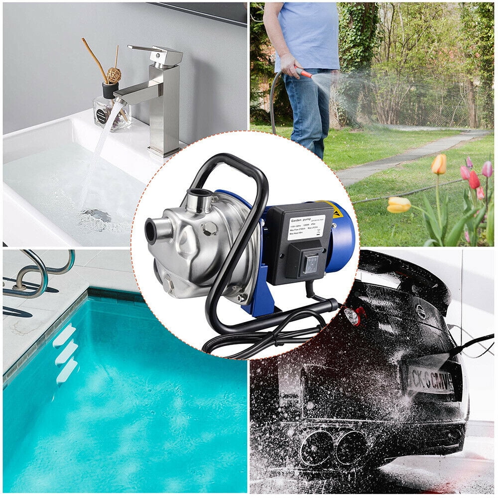 Water Booster Pump Electric Stainless Steel Garden Sprinkler Pump Pool 1200W