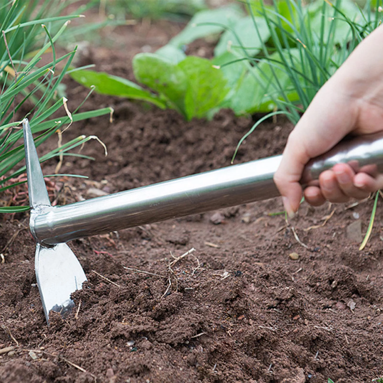 Gardening Hoe Stainless Steel Wear Resistant Gadget Sharp Practical Smooth Handheld Tool Compact for Garden Agriculture Camping Lawn Weeding C