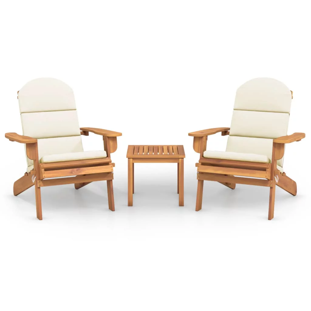 Dcenta 3 Piece Adirondack Patio Set Solid Wood Acacia