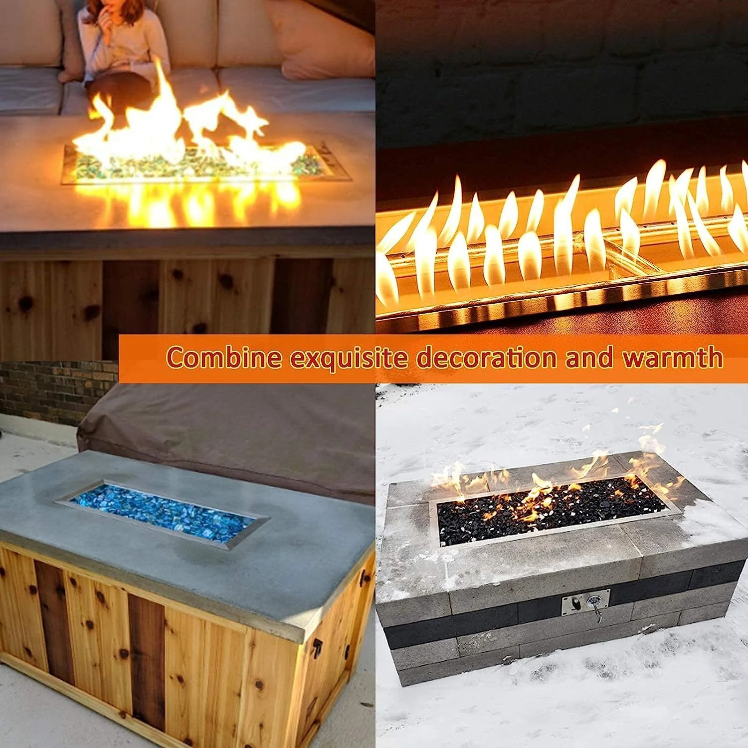 Drop-in Insert Fire Pit Pan Burner Kit,Fire Pit Table Insert Stainless Steel