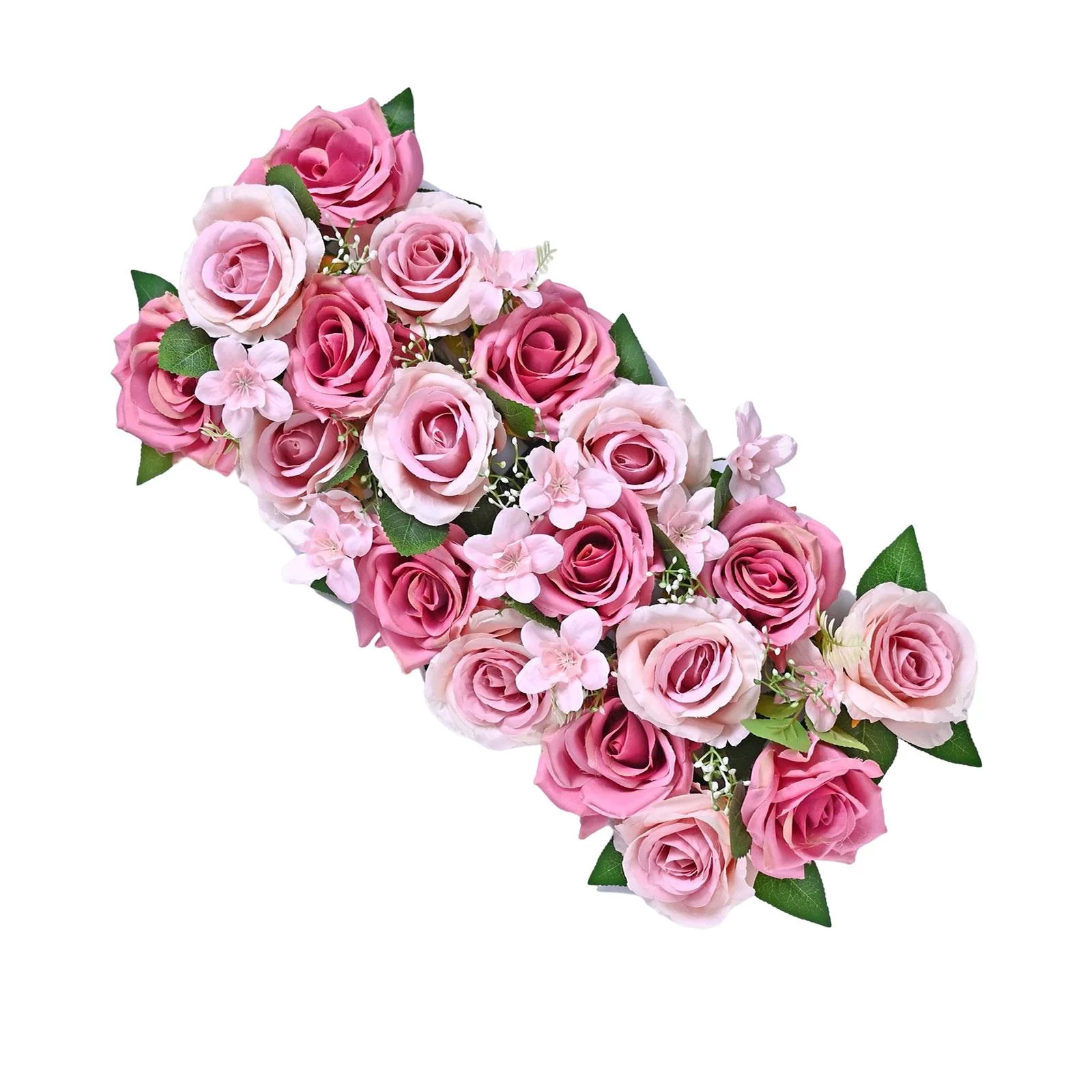 Flowers Wall Panels Centerpeice Ornament Flower Row Silk Cloth Crafts Artificial Rose Pink
