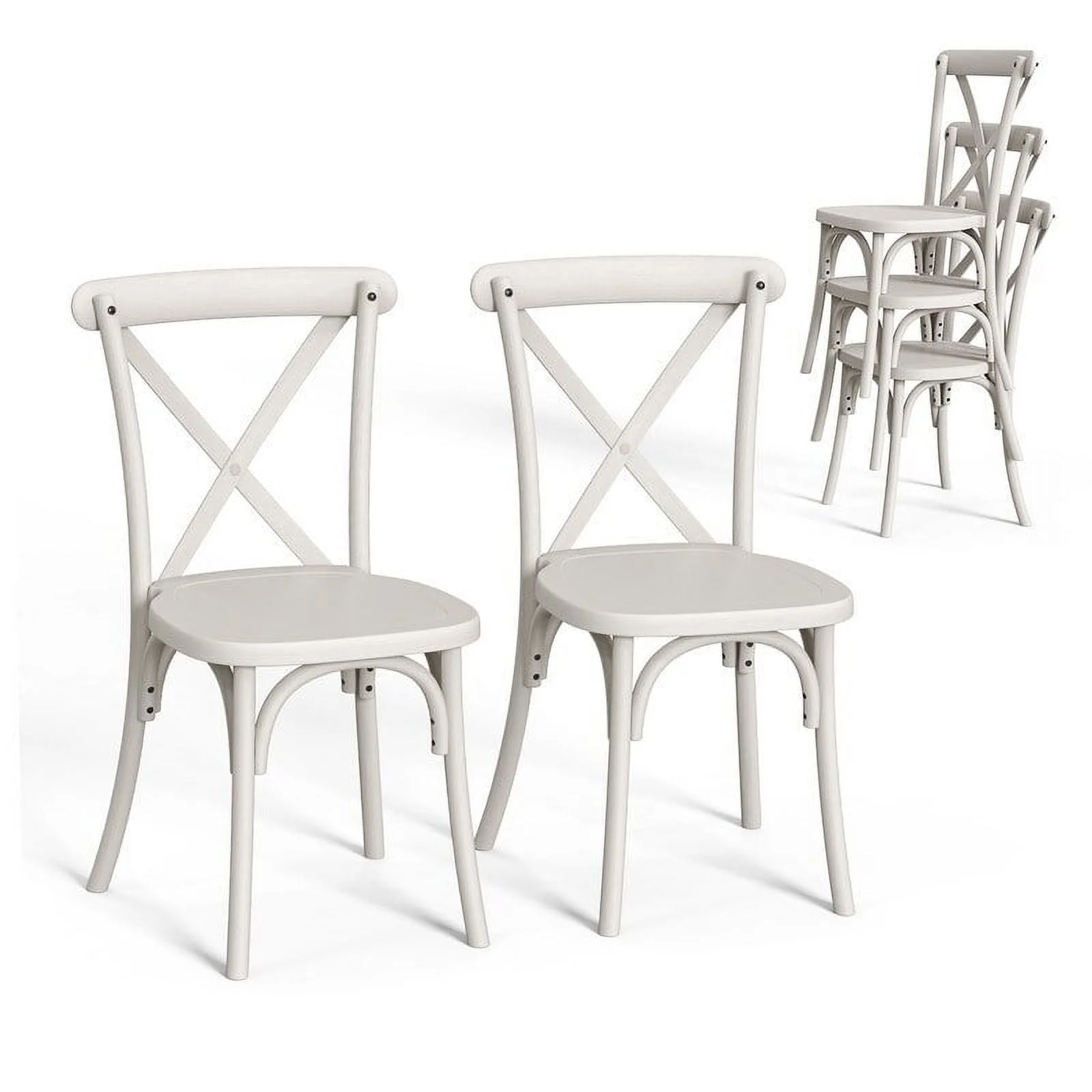 Karl Home Patio Plastic Stackable Dining Chair Set (Set of 2) White