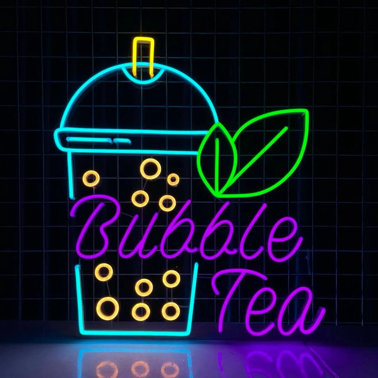 Glowneon Bubble Tea Neon Sign,Boba Tea Neon Light, Milk Tea Led Sign