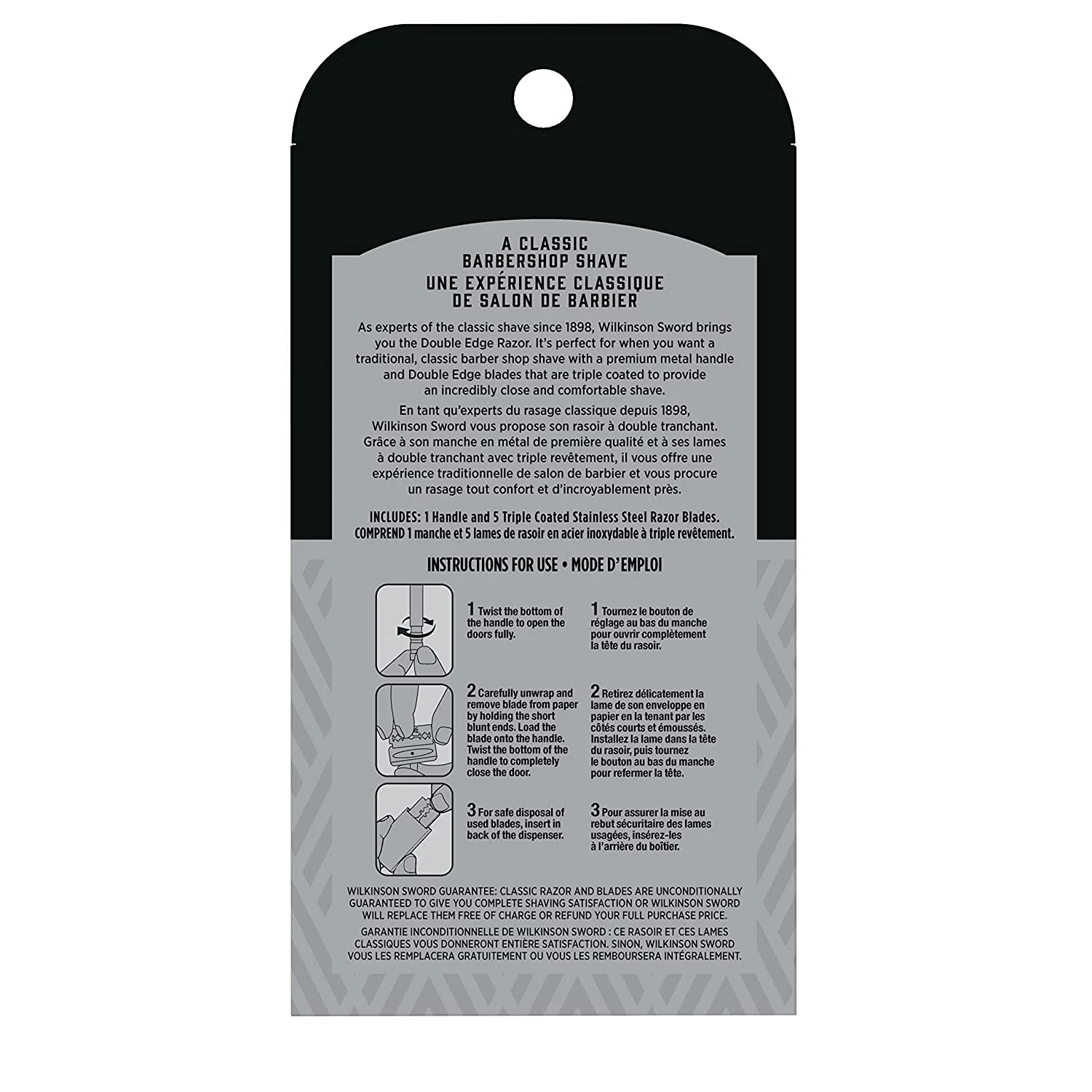 Wilkinson Sword Double Edge Razor for Men With 5 Double Edge Razor Blades Refills