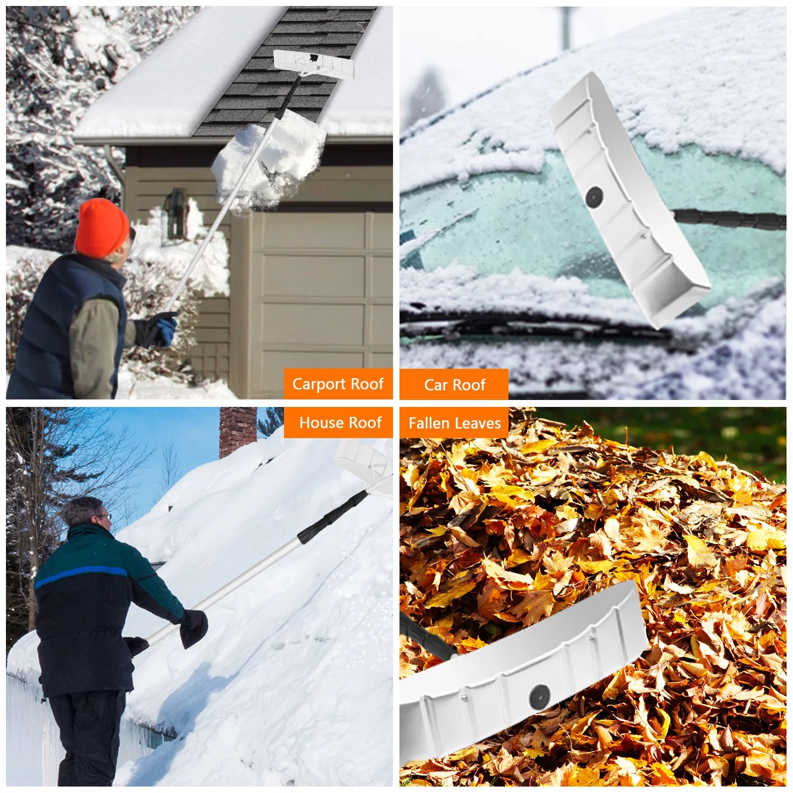 Topbuy 21 FT Roof Snow Removal Rake Extendable Blade & Non-Slip Handle